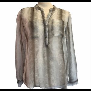 CREAM gray snake print button down shirt size L